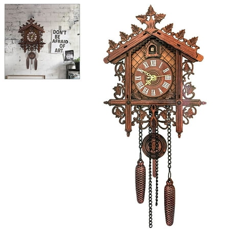 Vintage Wood Cuckoo Wall Clock Hanging Handcraft Clock for Home Restaurant Decoration