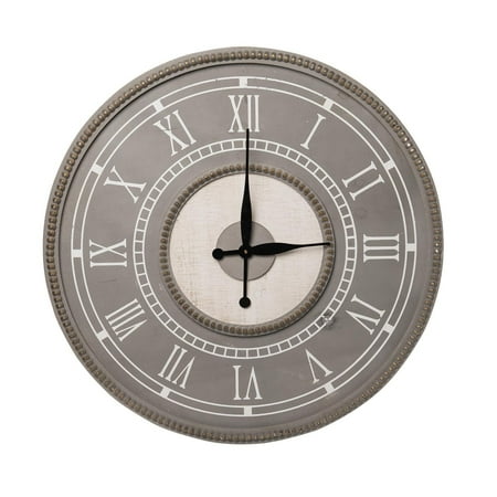 VIP Wood 29.92 in. Gray Roman Numeral Wall Clock