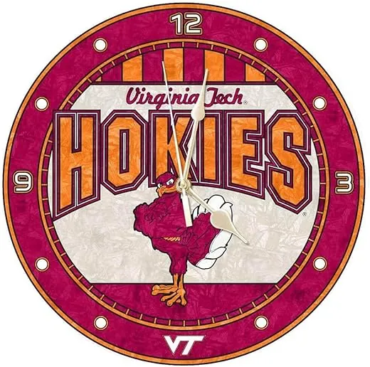 Virginia Tech 12 Art Glass Clock