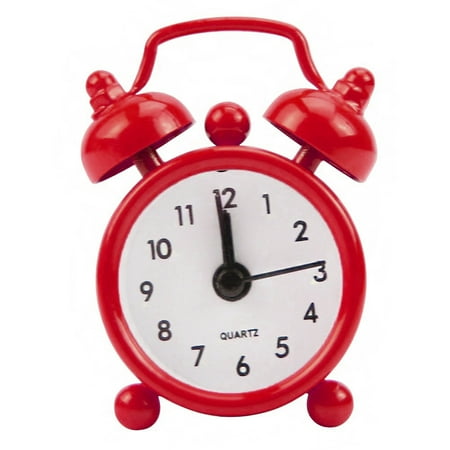 Visland Analog Alarm Clock, 1.57 inch Super Silent Non Ticking Small Clock, Battery Operated, Simply Design, for Bedroon, Bedside, Desk, (Red)