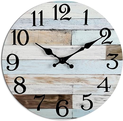 Wall Clock - 16 Inch Large Silent Non-Ticking Wall Clocks Battery Operated Coastal Country Style Decorative for Living Room, Kitchen, Home,Bathroom, Bedroom, Laundry Room