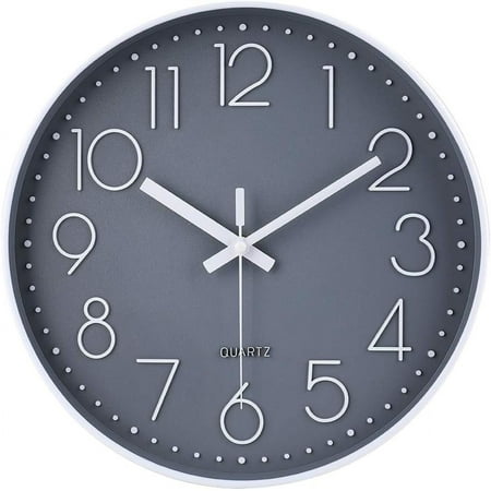 Wall Clock 12 Inch Non-Ticking Silent Round Wall Clock Modern Simple Style Clock for Home Office School Kitchen Bedroom Living Room