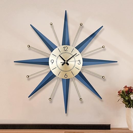 Wall Clock 15 Inch Silent Non-Ticking Modern Mid Century Clocks Battery Operated for Office, Bathroom, Kitchen, Bedroom, School, Living Room