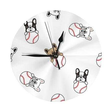 Wall Clock baseball dog Wall Clocks Battery Operated, Modern Wall Clock for Bedroom, Classroom, Living Room, Office, Home Decor