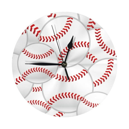 Wall Clock Baseballs Wall Clocks Battery Operated, Modern Wall Clock for Bedroom, Classroom, Living Room, Office, Home Decor