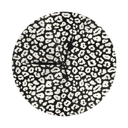 Wall Clock, black white trendy Leopard Wall Clocks Battery Operated Silent Kitchen Office Wall Clock Decorative, Wall Clock for School Classroom Living Room Bedroom Home Decor