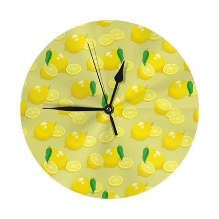 Wall Clock Bright Lemons Wall Clocks Battery Operated, Modern Wall Clock for Bedroom, Classroom, Living Room, Office, Home Decor