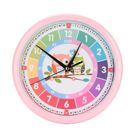 Wall Clock, Children Hanging Clock For Study For Kid's Bedroom Pink