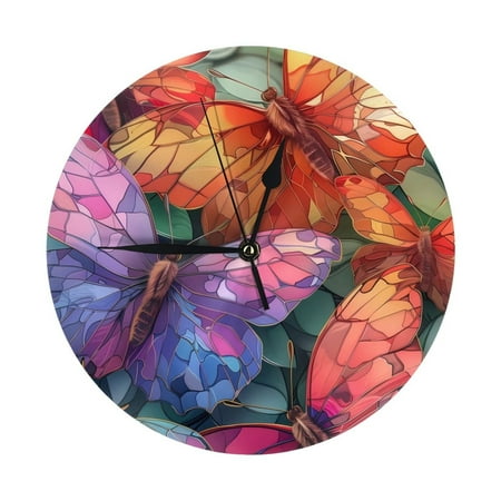 Wall Clock, Colorful Butterfly Cluster Wall Clocks Battery Operated Silent Kitchen Office Wall Clock Decorative, Wall Clock for School Classroom Living Room Bedroom Home Decor