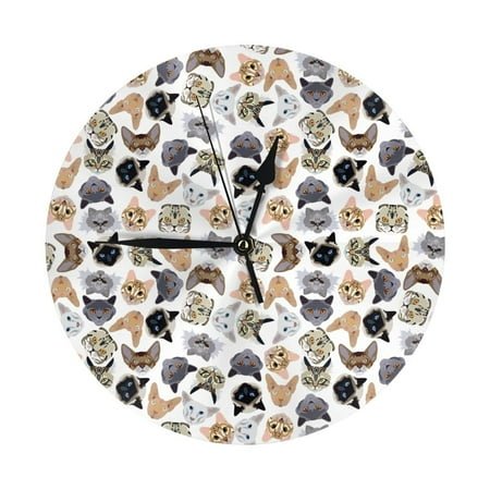 Wall Clock cute cat_C Wall Clocks Battery Operated, Modern Wall Clock for Bedroom, Classroom, Living Room, Office, Home Decor