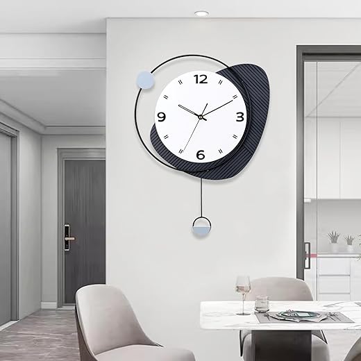 Wall Clock,Decorative Wall Clocks with Pendulum,Silent Quality Quartz Wall Clock Battery Operated,Large Wall Clock for Living Room,Kitchen,Home,Bathroom,Bedroom Wall Decor,15x20.5inch