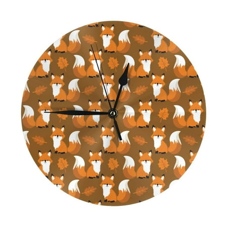 Wall Clock Fox Maple Wall Clocks Battery Operated, Modern Wall Clock for Bedroom, Classroom, Living Room, Office, Home Decor