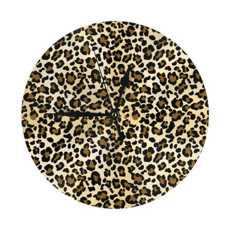 Wall Clock, golden leopard trendy Wall Clocks Battery Operated Silent Kitchen Office Wall Clock Decorative, Wall Clock for School Classroom Living Room Bedroom Home Decor