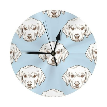 Wall Clock Labrador Retriever Dog Blue Wall Clocks Battery Operated, Modern Wall Clock for Bedroom, Classroom, Living Room, Office, Home Decor