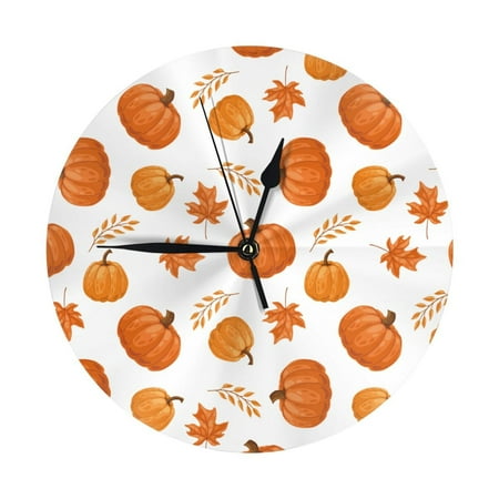 Wall Clock maple pumpkin Wall Clocks Battery Operated, Modern Wall Clock for Bedroom, Classroom, Living Room, Office, Home Decor