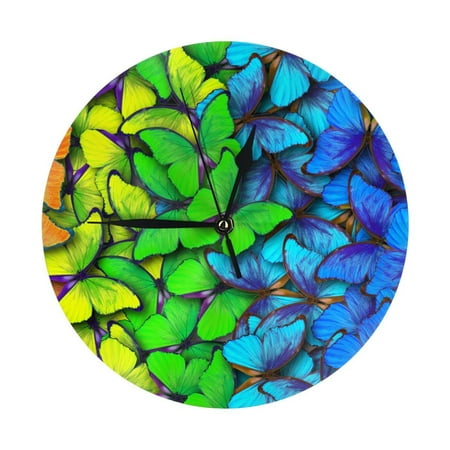 Wall Clock Multicolored Butterflies Wall Clocks Battery Operated, Modern Wall Clock for Bedroom, Classroom, Living Room, Office, Home Decor