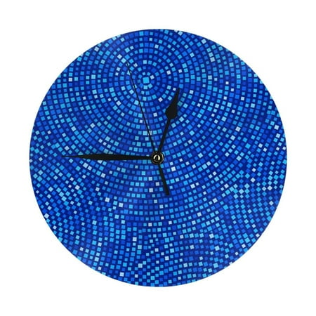 Wall Clocks Battery Operated, Blue Circles Mosaic 9.8 Inch Silent Non Ticking Decorative Large Wall Clock, Wall Clock for Living Room Bathroom Kitchen Bedroom Wall Decor