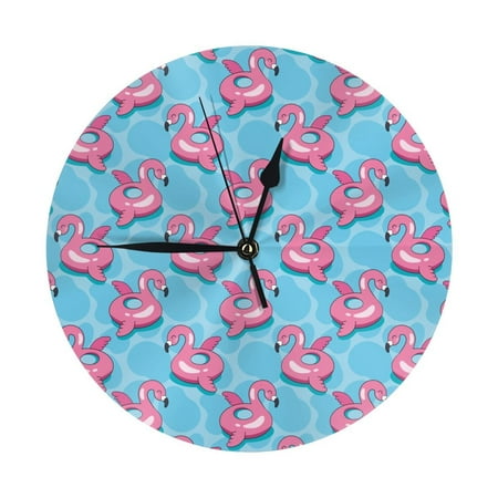 Wall Clocks Battery Operated, PinkInflatable bird circle 9.8 Inch Silent Non Ticking Decorative Large Wall Clock, Wall Clock for Living Room Bathroom Kitchen Bedroom Wall Decor