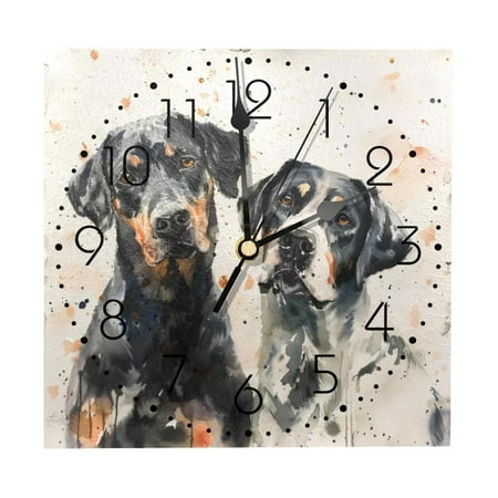 Wall Clocks, Black and White Labrador Battery Operated Number Clock for Bedroom Living Kitchen Office Home Decor Silent & Non-Ticking