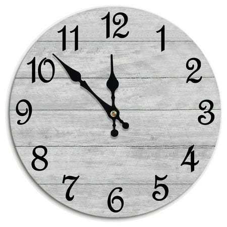 Wall Clock Silent Non Ticking Wall Clocks Battery Operated, Rustic Gray Clock Decorative for Kitchen Bathroom Bedroom Living Room(10 In)