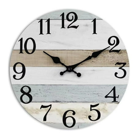 Wall Clock Silen Wooden Clock Battery Operated Country Retro Rustic Style Decora