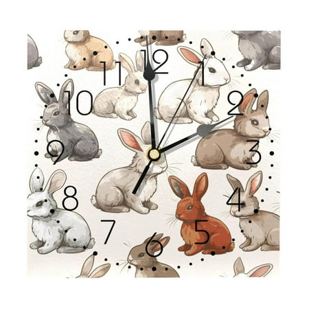 Wall Clocks, Rabbit Farm Animals Battery Operated Number Clock for Bedroom Living Kitchen Office Home Decor Silent & Non-Ticking