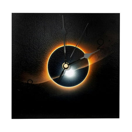 Wall Clocks, Solar Eclipse on Black Battery Operated Number Clock for Bedroom Living Kitchen Office Home Decor Silent & Non-Ticking