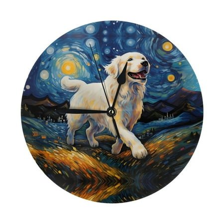 Wall Clock Vintage Starry Sky Labrador A Wall Clocks Battery Operated, Modern Wall Clock for Bedroom, Classroom, Living Room, Office, Home Decor