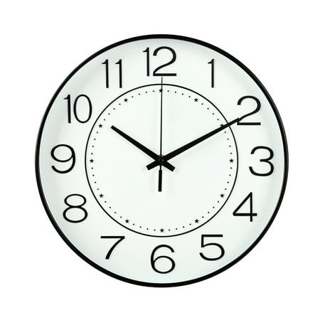 Warkul Modern Silent Wall Clock 12 Inch Non-ticking Round Pointer Low Power Quartz Movement Clock for Bedroom Kitchen Office