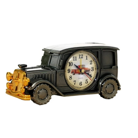 Waroomhouse Alarm Clock Retro Big Numbers Digital Pointer Time Display Plastic Vintage Car Shape Desktop Antique Clock Home Decor for Bedroom