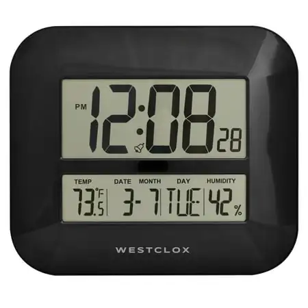 Westclox 11.5 Quartz Digital Battery Operated Wall Clock, Temperature Display