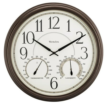 Westclox 20 Bronze Indoor or Outdoor Analog QA Wall Clock - 20 inch. Diam. x 2.25D