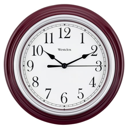 Westclox 9 inch Burgundy Round Simplicity Analog QA Wall Clock