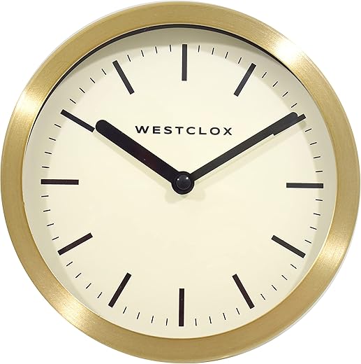 Westclox Analog 6" Metal Gold Quartz Table/Wall Clock - Accurate Timekeeping