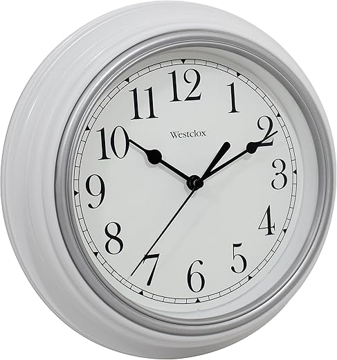 Westclox Quartz Movement Round Wall Clock, Contemporary Analog Design, Battery-Powered for Indoor Use (White, 9 Inch)