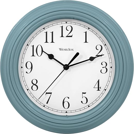 Westclox Quartz Movement Round Wall Clock, Contemporary Analog Design, Battery-Powered for Indoor Use (Blue, 9 Inch)