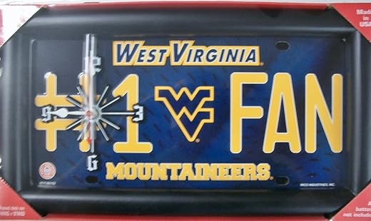 West Virginia Mountaineers #1 Fan License Plate Clock