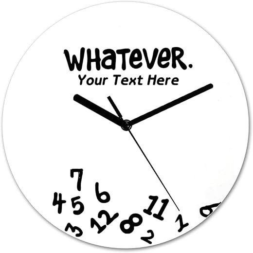 Whatever I'm Late Anyway Funny Custom Wall Clock Easy to Read Personalized Rustic Clocks Battery Operated Clock Silent Non Ticking Novelty Kitchen Living Room Bedroom Office School Decor 11.6