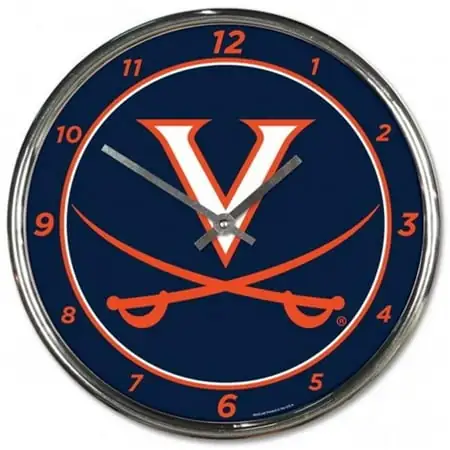 Wincraft 1094328006 Virginia Cavaliers Round Wall Style Chrome Clock