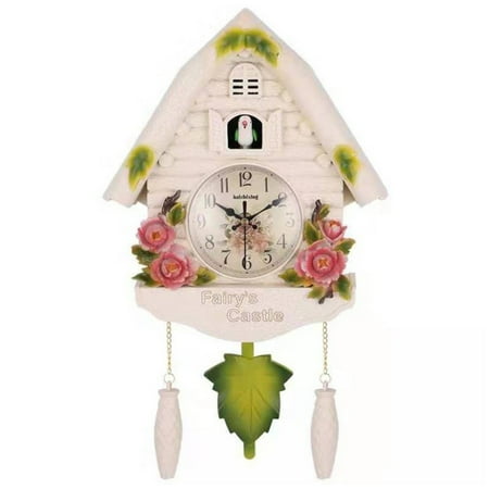 WINDLAND European Pastoral Style Resin Quartz Cuckoo Wall Clock Bird for Time Bell Swing Alarm Watch Cartoon Vintage Home Art Dec