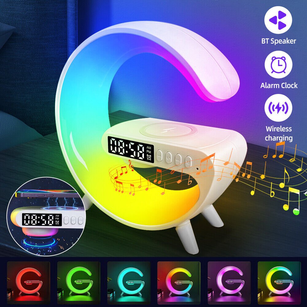 Wireless Charger LED Atmosphere Lamp Bluetooth Speaker Alarm Clock Sound Machine