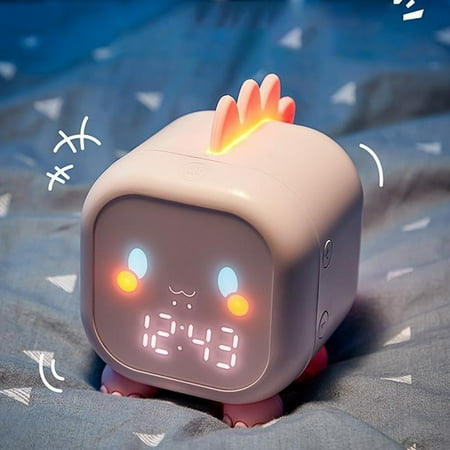 Wirlsweal Clock Temperature Display Switch Sleep Training Silicone Kids Alarm Clock for Desktop