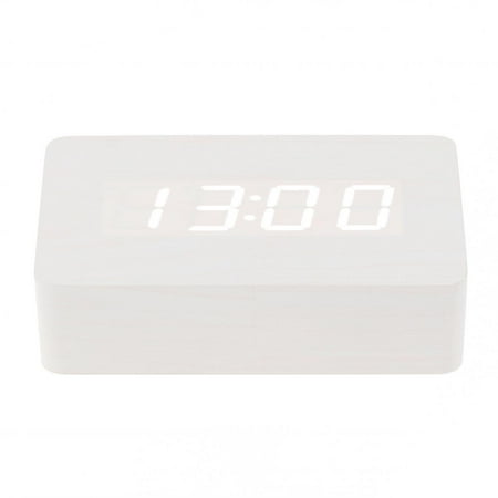 Wood Alarm Clock Voice Control Time Date Temperature Digital Bamboo Rectangle Table Desktop Clocks Wood Alarm Clock