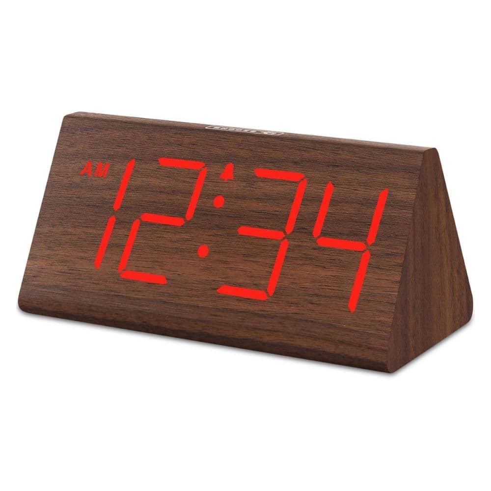 Wooden Digital Alarm Clocks with Large Numbers, Dimmer, Snooze and DST, 12/24H...