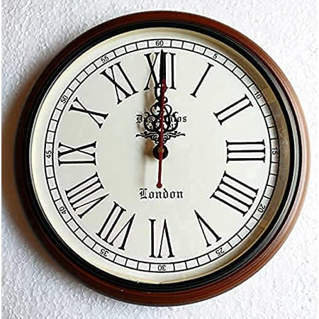 Wooden Wall Clock Antique Style Art Unique Decorative for Home & Office Decore Brown 12 inch