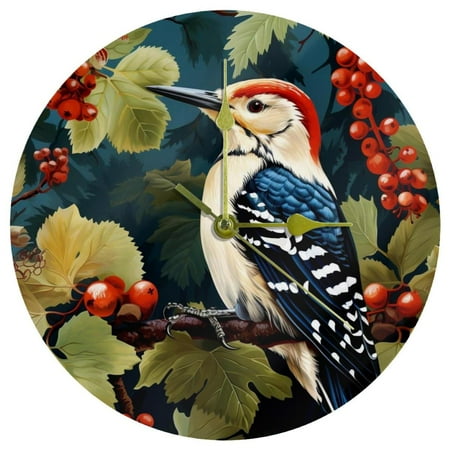 Woodpecker Circular Acrylic Wall Clock - Stylish & Modern Timepiece for Any Room - 200 Characters