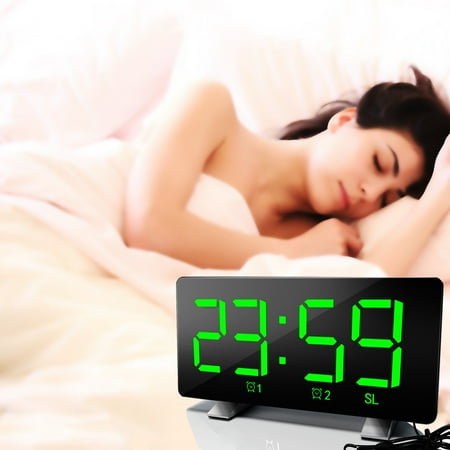 WQJNWEQ LED Radio Digital Alarm Clock Creative Snooze Electronic Clock Dual Alarm Configuration FM Radio FM 7-inch Large Screen Display USB Charging Digital Clock Sales