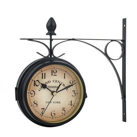 Wrought Iron Wall Clock Garden Decoration 5 Inch White/Black Black 5 Inches