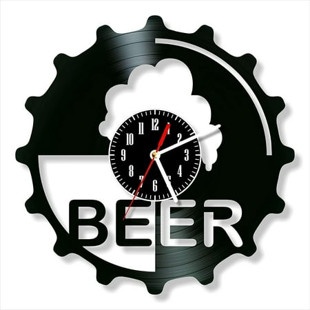 YanGxx Beer Vinyl Record Wall Clock Retro style Wall clock Silent Home Decor Unique Art Special Home Accessories Creative Personality Gift