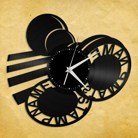 YanGxx Rubber Stamp Vinyl Wall Clock Unique Gift for Friends Home Room Decoration Vintage Design Office Bar Room Home Decor